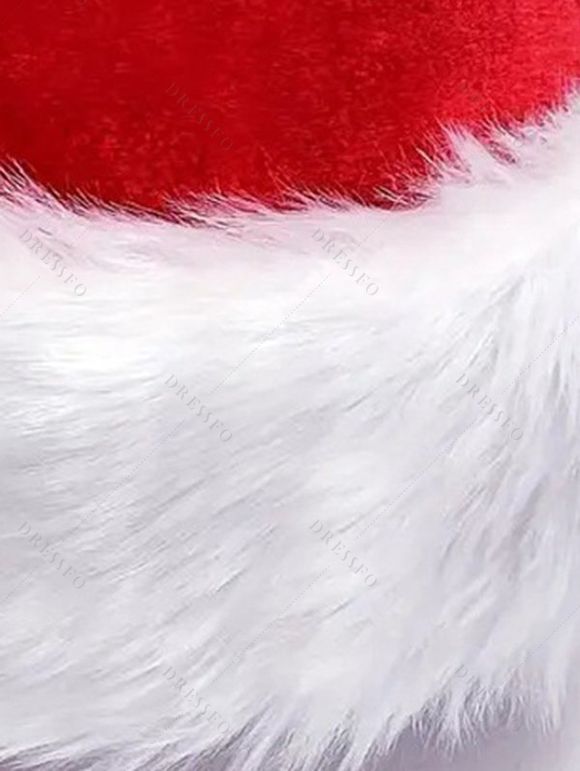 Christmas Off The Shoulder Faux Fur Panel Belted A Line Mini Dress And High Heel Warm Boots Fuffy Ball Cap Outfit - Rouge S | US 4