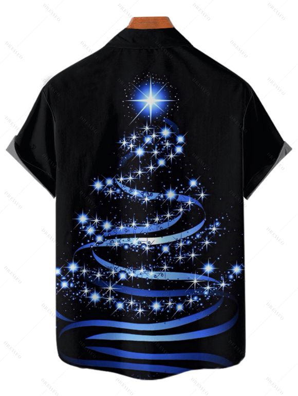 Christmas Snowflake Print Belted Mini Dress And Short Sleeve Button Up Dress Matching Outfit - Bleu profond S | US 4