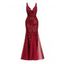 Maxi Robe de Soirée Sirène Panneau en Maille à Paillettes à Col Plongeant - Bleu profond S | US 4
