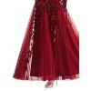 Maxi Robe de Soirée Sirène Panneau en Maille à Paillettes à Col Plongeant - Rouge foncé S | US 4