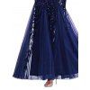 Maxi Robe de Soirée Sirène Panneau en Maille à Paillettes à Col Plongeant - Bleu profond S | US 4