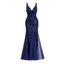 Maxi Robe de Soirée Sirène Panneau en Maille à Paillettes à Col Plongeant - Noir M | US 6