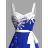 Christmas Snowflake Bell Contrast Print Ruched Bust Belt Mini Dress And Rhinestone Evening Bag Moon Cat Star Chain Necklace Outfit - Bleu profond S | US 4