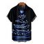 Chemise de Noël Boutonnée Flocon de Neige Imprimé Manches Courtes à Col Relevé - Bleu profond 5XL