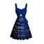 Mini Robe Etoile Brillante Ceinturée Flocon de Neige Imprimé à Col en Forme de Cœur - Bleu profond XXXXXL | US 20