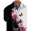 Chemise Décontractée Rose et Gentilhomme Imprimés à Manches Courtes - Blanc XL