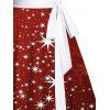 Mini Robe Etoile Brillante Ceinturée Flocon de Neige Imprimé à Col en Forme de Cœur - Rouge foncé XXXXXL | US 20