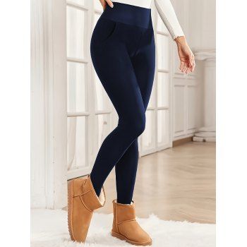 Fleece-Lined Shark Leggings High-Waist Tummy Control Hip-Lifting Pockets Barbie Pants 