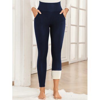 Fleece-Lined Shark Leggings High-Waist Tummy Control Hip-Lifting Pockets Barbie Pants 