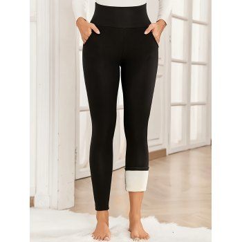 Fleece-Lined Shark Leggings High-Waist Tummy Control Hip-Lifting Pockets Barbie Pants 
