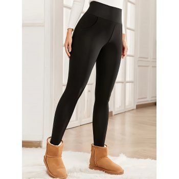 Fleece-Lined Shark Leggings High-Waist Tummy Control Hip-Lifting Pockets Barbie Pants 