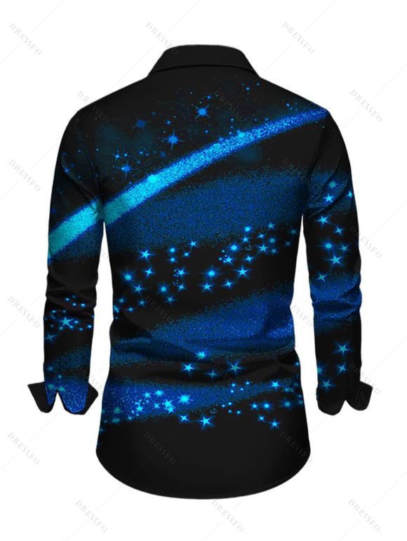 Chemise Boutonnée avec Impression D'étoiles en 3D et Manches Longues - Noir S