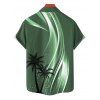 Ombre Coconut Tree Print V Neck Spaghetti Strap Dress and Roll Up Sleeve Shirt Outfit - Vert profond S | US 4