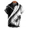 Ombre Coconut Tree Print V Neck Spaghetti Strap Dress and Roll Up Sleeve Shirt Outfit - Noir S | US 4