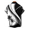 Ombre Coconut Tree Print V Neck Spaghetti Strap Dress and Roll Up Sleeve Shirt Outfit - Noir S | US 4