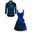 Star Night Print Ruched Bust Belted Mini Dress And Long Sleeve Button Up Shirt Matching Outfit - Bleu profond S | US 4