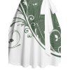 Mini Robe de Vacances Ceinturée Feuille Imprimée en Blocs de Couleurs sans Manches à Volants - Vert profond S | US 4