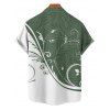 Chemise de Vacances Boutonnée Feuille Imprimée en Blocs de Couleurs Manches Courtes à Col Relevé - Vert profond S