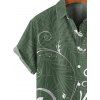 Chemise de Vacances Boutonnée Feuille Imprimée en Blocs de Couleurs Manches Courtes à Col Relevé - Vert profond S