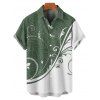 Colorblock Leaf Print Ruched Bust Mini Belted Dress And Short Sleeve Vacation Shirt Matching Outfit - Vert profond S | US 4