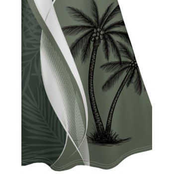 Colorblock Coconut Tree Leaf Print Vacation Dress V Neck Spaghetti Strap A Line Dress