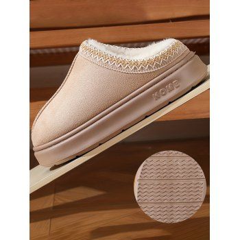 Ethnic Style Fleece-Lined Thick-Soled Winter Fashion Slippers 