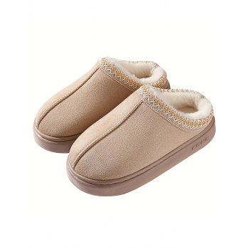 Ethnic Style Fleece-Lined Thick-Soled Winter Fashion Slippers 