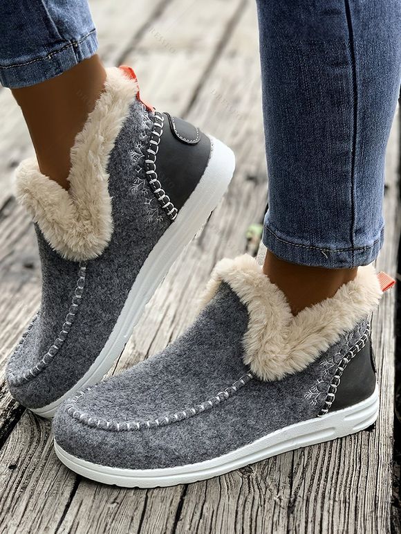 Contrast Winter Slippers Thickened Warm Cozy Snow Boots - Gris Clair EU 43