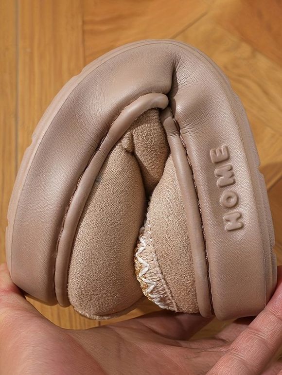 Ethnic Style Fleece-Lined Thick-Soled Winter Fashion Slippers - café lumière EU (42-43)