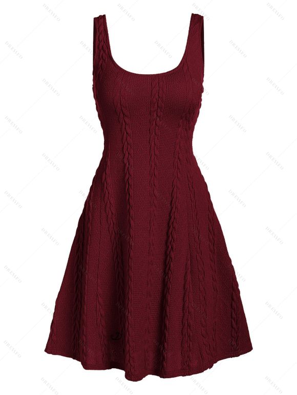 Ensemble de Pull à Capuche en Tricot à Câble et de Mini Robe - Rouge foncé XXXL | US 16