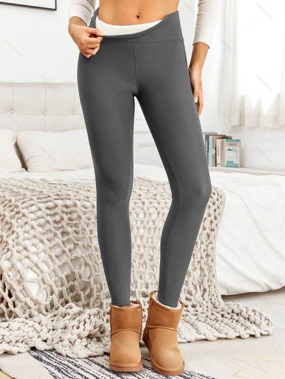 Legging D'Hiver Maigre Ajusté à Doublure en Laine - Gris L | US 8