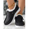 Fur-Lined Lace-Up Canvas Shoes Flat Winter Warm Snow Boots - Noir EU 36