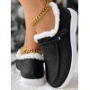 Fur-Lined Lace-Up Canvas Shoes Flat Winter Warm Snow Boots - Noir EU 36