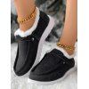 Fur-Lined Lace-Up Canvas Shoes Flat Winter Warm Snow Boots - Noir EU 36