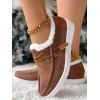 Fur-Lined Lace-Up Canvas Shoes Flat Winter Warm Snow Boots - café EU 43