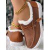 Fur-Lined Lace-Up Canvas Shoes Flat Winter Warm Snow Boots - café EU 43