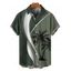 Coconut Tree Leaf Print Short Sleeve Vacation Shirt Contrast Color Button Up Shirt - CONCORD 4XL