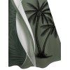 Robe Ligne A à Bretelle Fine Feuille Arbre de Noix de Coco Imprimé en Blocs de Couleurs à Col V - Vert clair L | US 8-10