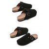 Slip On Summer Mules Round Toe Backless Sandals Casual Lazy Shoes - Noir EU 36