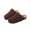 Slip On Summer Mules Round Toe Backless Sandals Casual Lazy Shoes - DEEP COFFEE EU 42