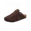 Slip On Summer Mules Round Toe Backless Sandals Casual Lazy Shoes - DEEP COFFEE EU 42