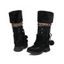 Mid-Heel Ethnic Style Winter Boots Faux Fur Lining Pom-Pom Decoration High Boots - Noir EU 36