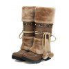 Mid-Heel Ethnic Style Winter Boots Faux Fur Lining Pom-Pom Decoration High Boots - café EU 42