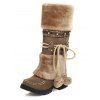 Mid-Heel Ethnic Style Winter Boots Faux Fur Lining Pom-Pom Decoration High Boots - café EU 42