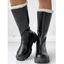 High-Cut Fleece-Lined Back Zipper Faux Fur Trimmed Riding Boots - Noir EU 35