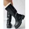 High-Cut Fleece-Lined Back Zipper Faux Fur Trimmed Riding Boots - Noir EU 35