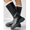 High-Cut Fleece-Lined Back Zipper Faux Fur Trimmed Riding Boots - Noir EU 35