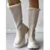 High-Cut Fleece-Lined Back Zipper Faux Fur Trimmed Riding Boots - Blanc EU 42