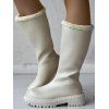 High-Cut Fleece-Lined Back Zipper Faux Fur Trimmed Riding Boots - Blanc EU 42