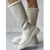 High-Cut Fleece-Lined Back Zipper Faux Fur Trimmed Riding Boots - Blanc EU 42